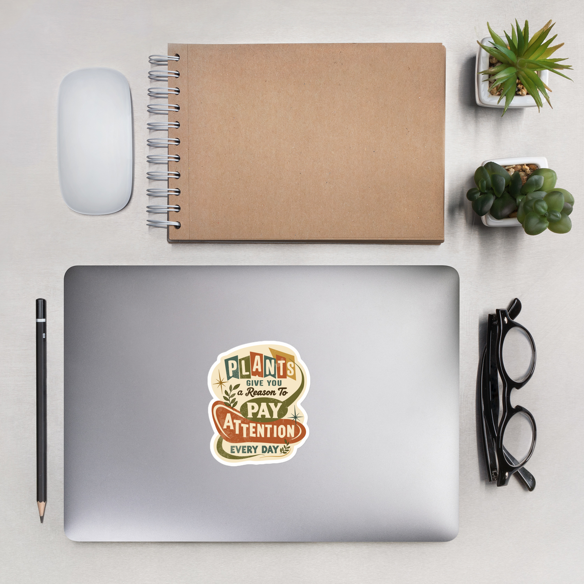 Plants Give You a Reason retro botanical vinyl sticker
