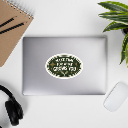 Make Time for What Grows You retro botanical vinyl sticker